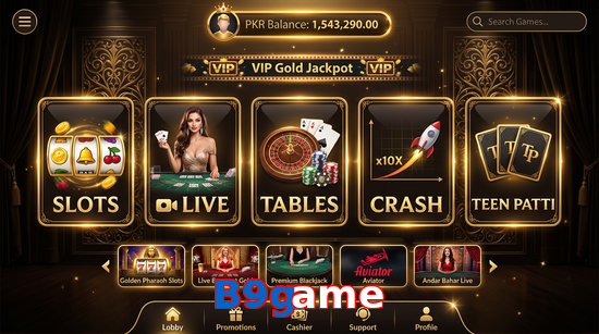 Main screen of B9game casino page for PK players